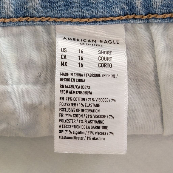 American Eagle Skinny Jeans Hi Rise Jeggings Light Blue Wash Stretch AE 16 Short - Picture 11 of 11